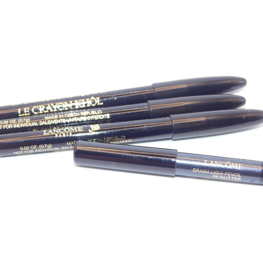 Lot of 4 Lancome Le Crayon Kohl Eyeliner Black Ebony & Drama Liqui Pencil Glitte